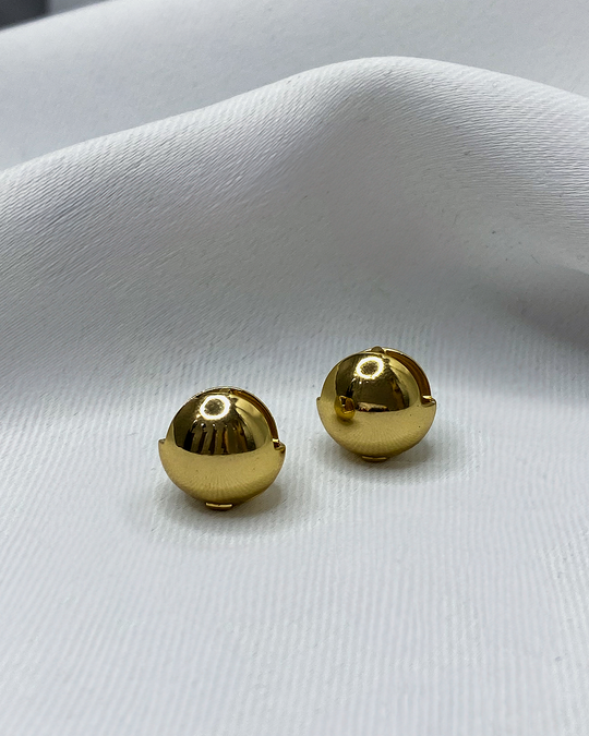 Aretes con diseño de esfera enchapado en oro 14k acero inoxidable