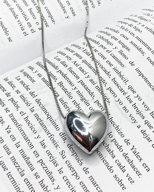 Collar con dige de corazon burbuja enchapado en oro 14k acero inoxidable