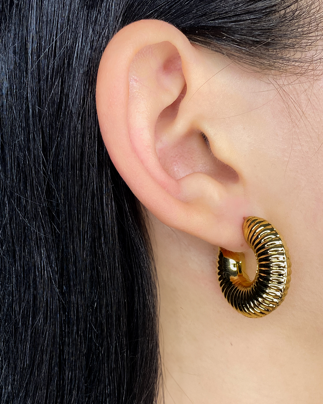 Aretes chunky enchapados en oro 18k de acero inoxidable