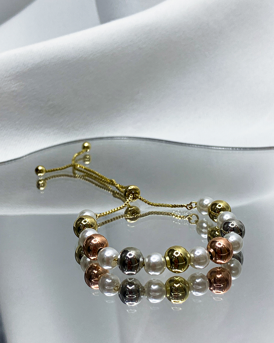 Pulsera balines enchapado en oro 14k acero inoxidable