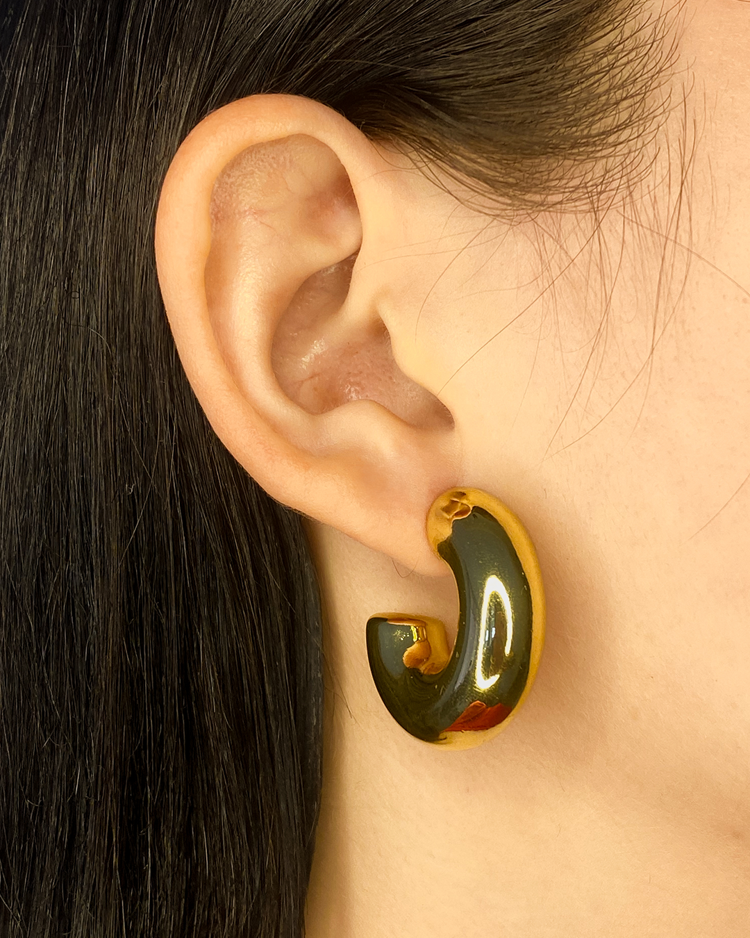 Argollas chunky en oro 14k acero inoxidable