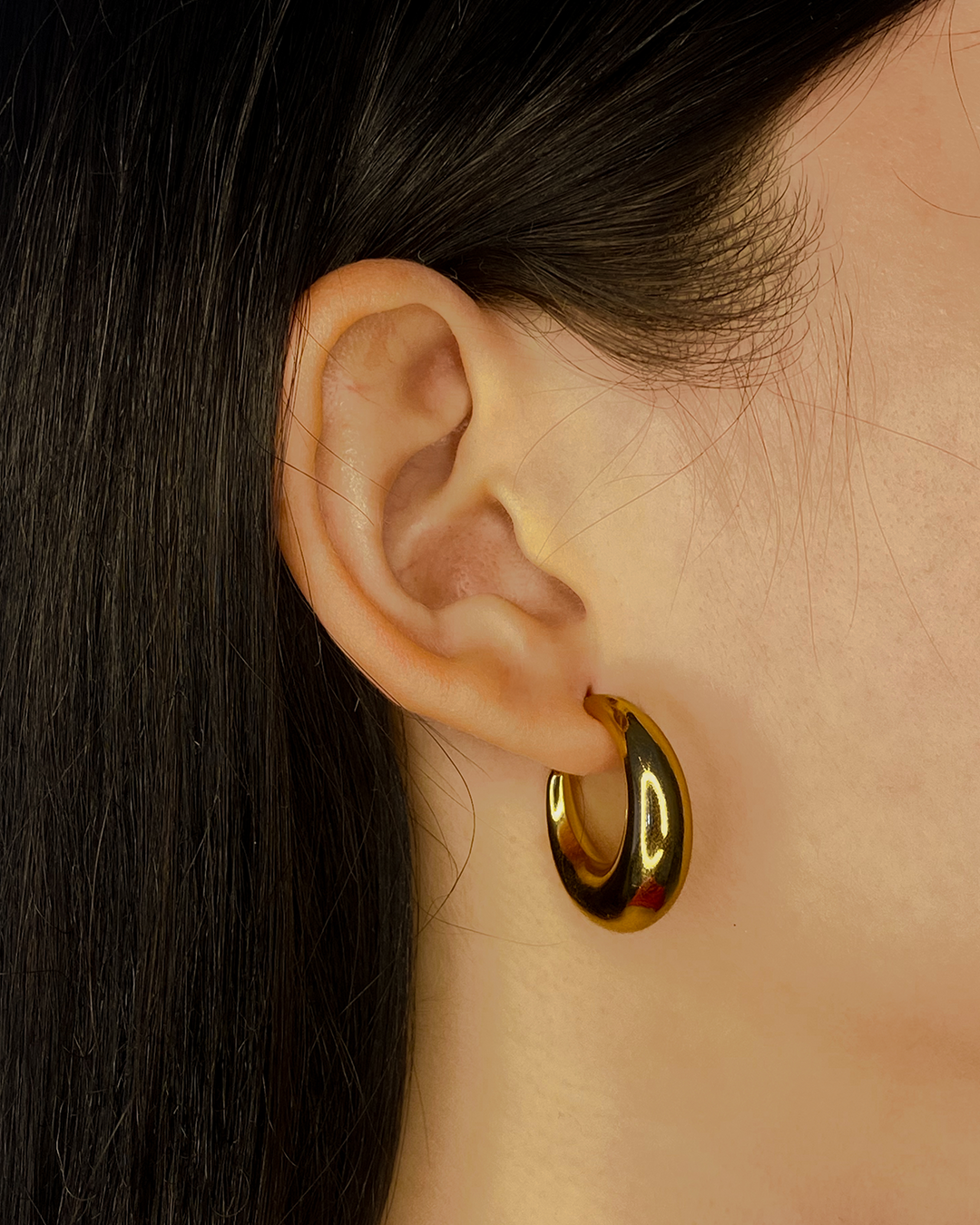 Aretes enchapados en oro 18k de acero inoxidable