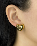 Pendientes de tachuela corazón burbuja enchapado en oro 14k acero inoxidable