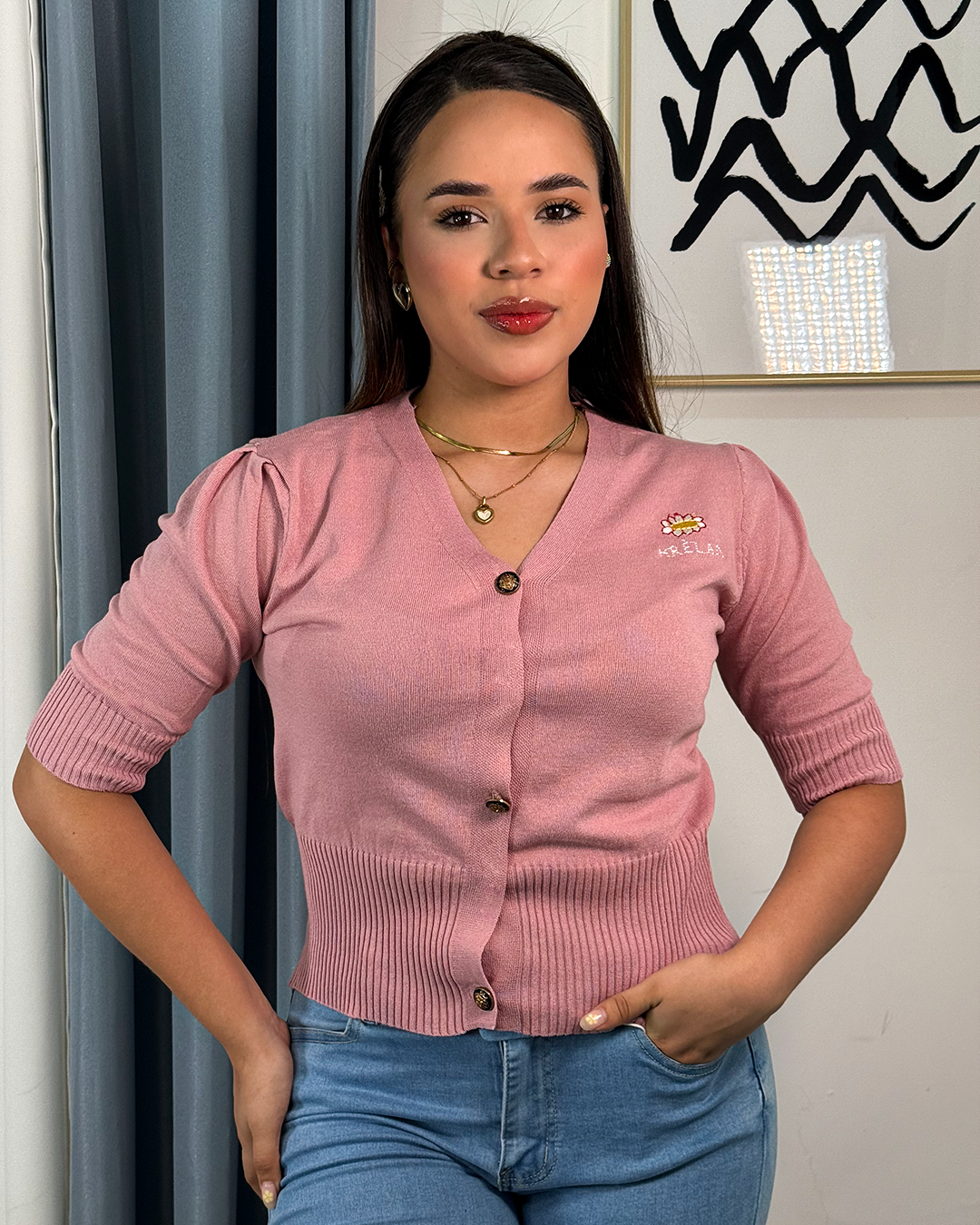 Sueter jersey tejido