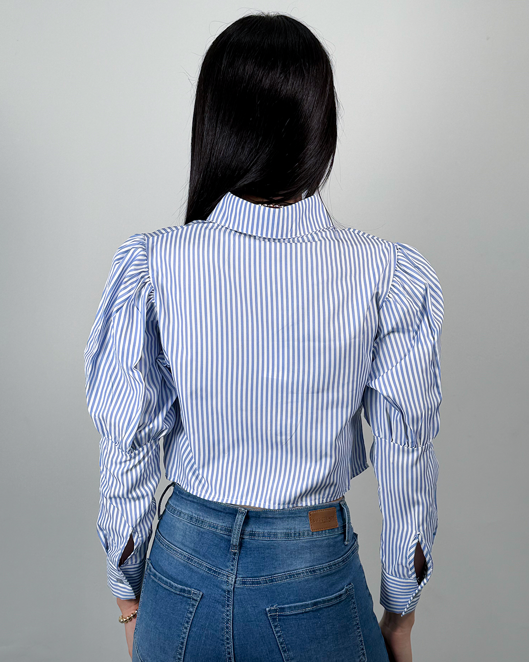 Camisa manga bombacha de rayas