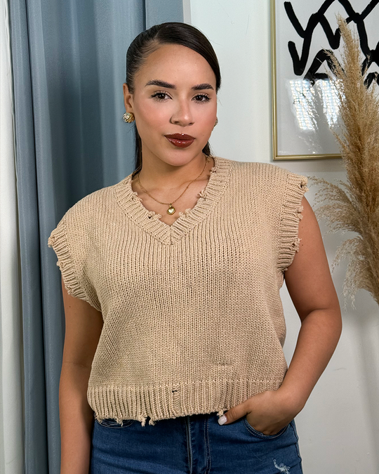 chaleco tejido unicolor