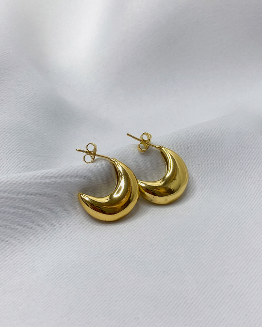 Aretes con diseño de media luna enchapados en oro 18k de acero inoxidable