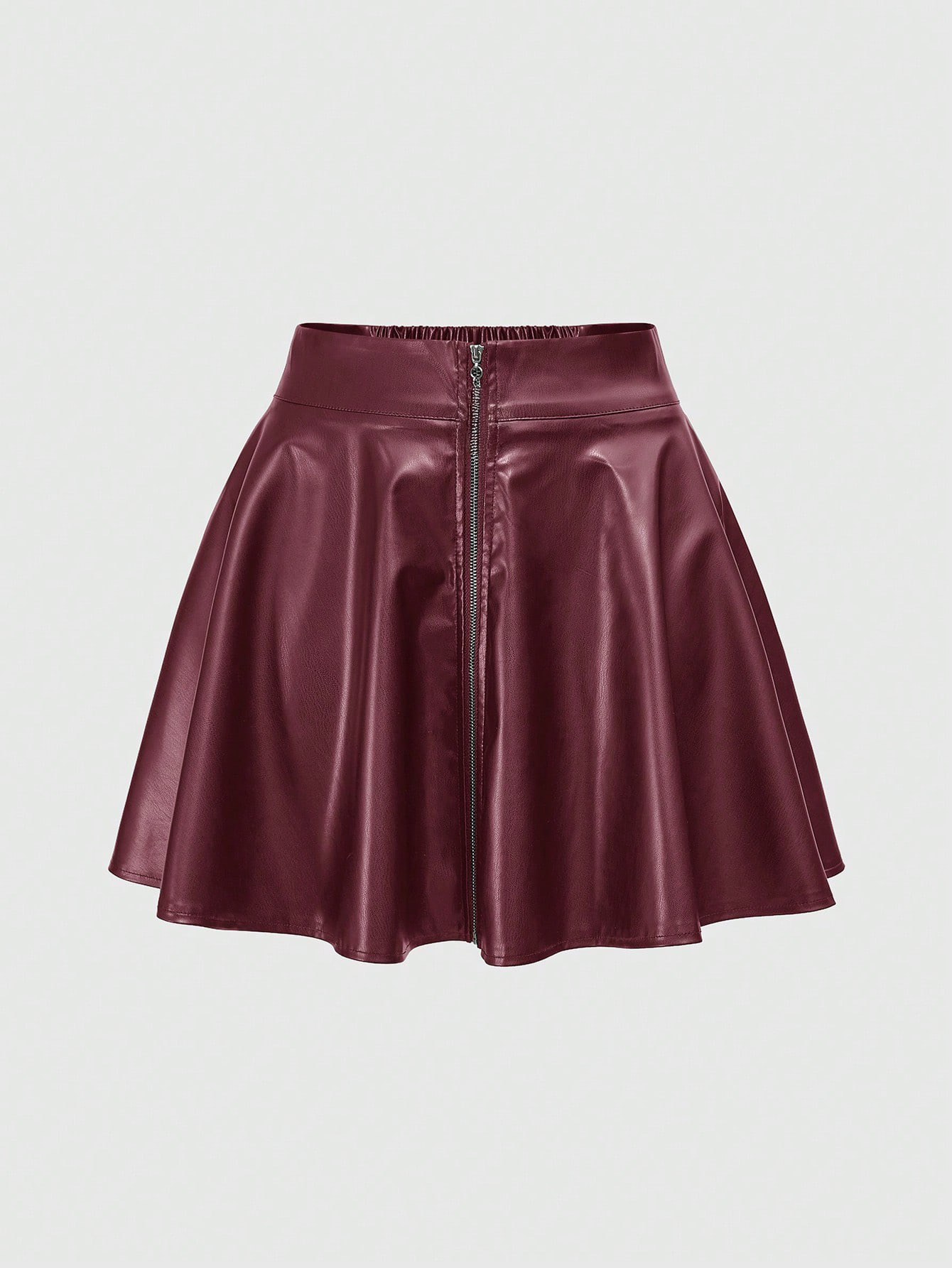 Falda de cuerina suelta con cierre