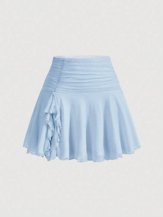 Falda unicolor con malla