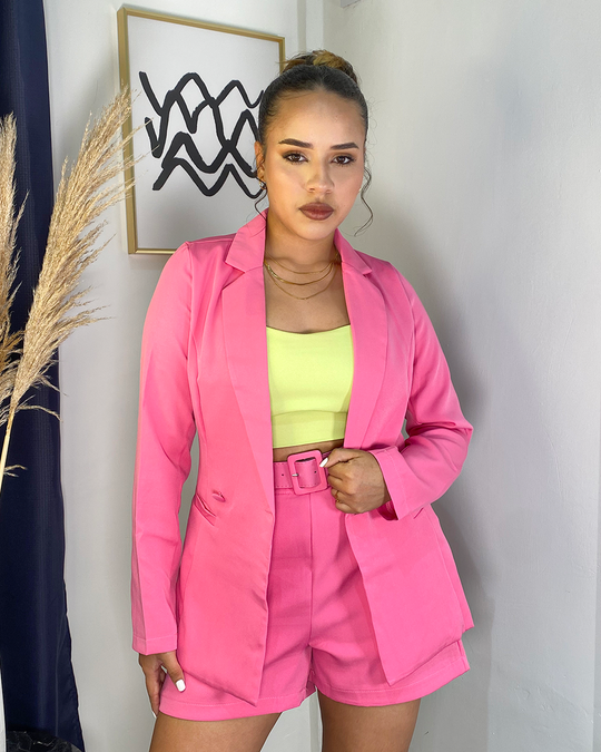 Set de 3 piezas blazer, shorts y tops