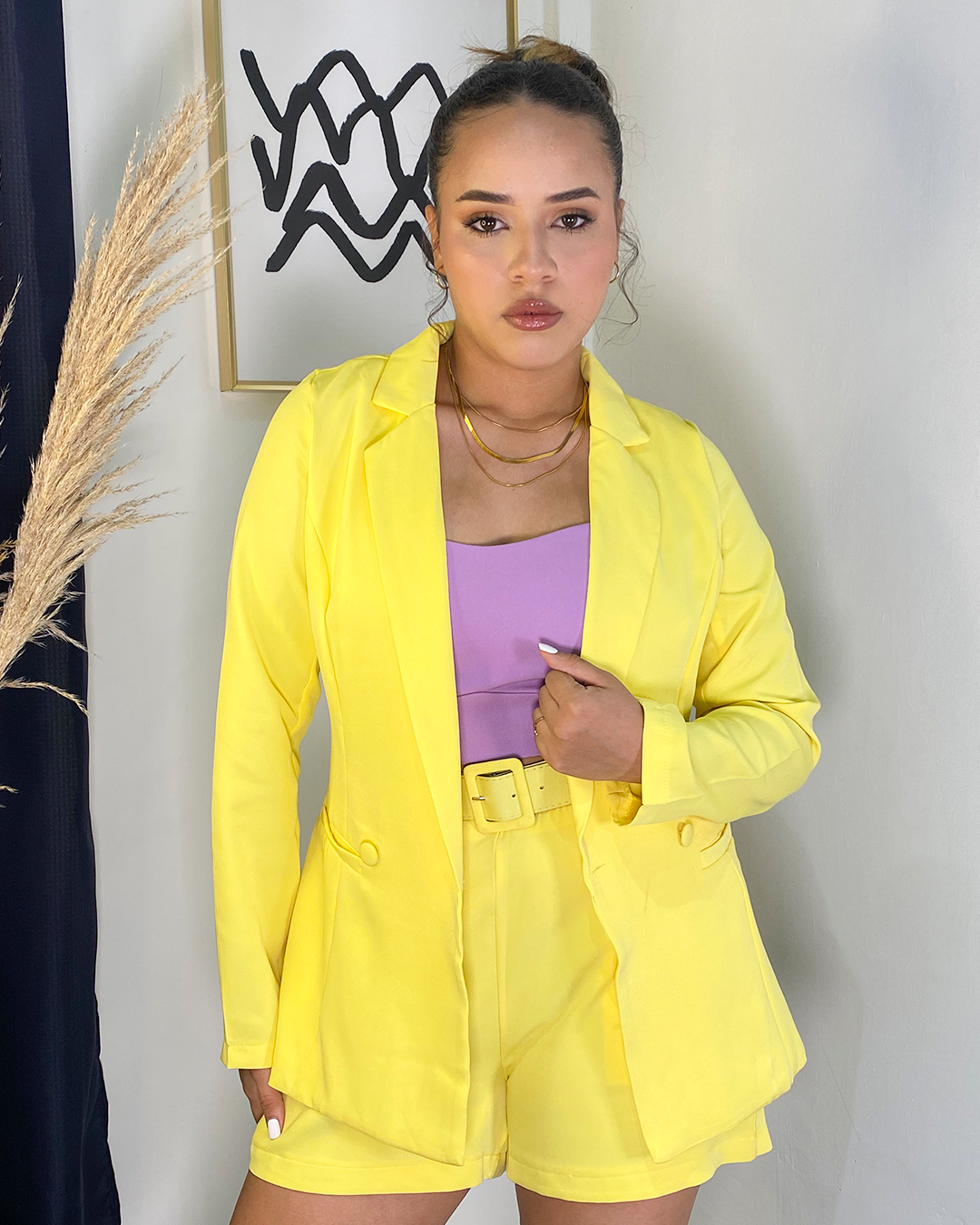 Set de 3 piezas blazer, shorts y tops