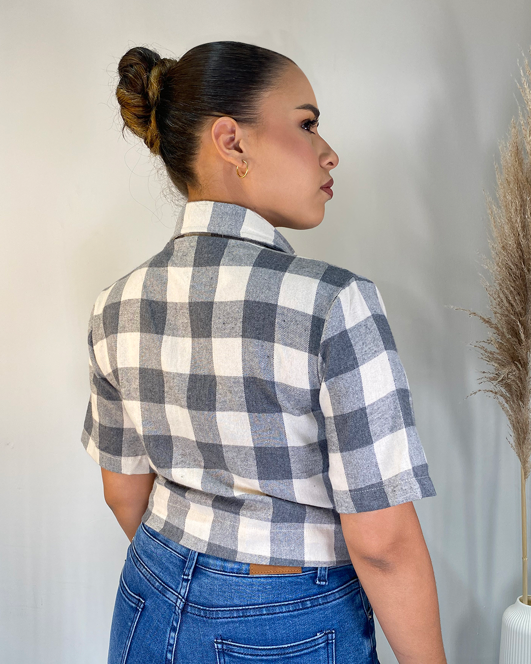 Camisa de cuadros corta