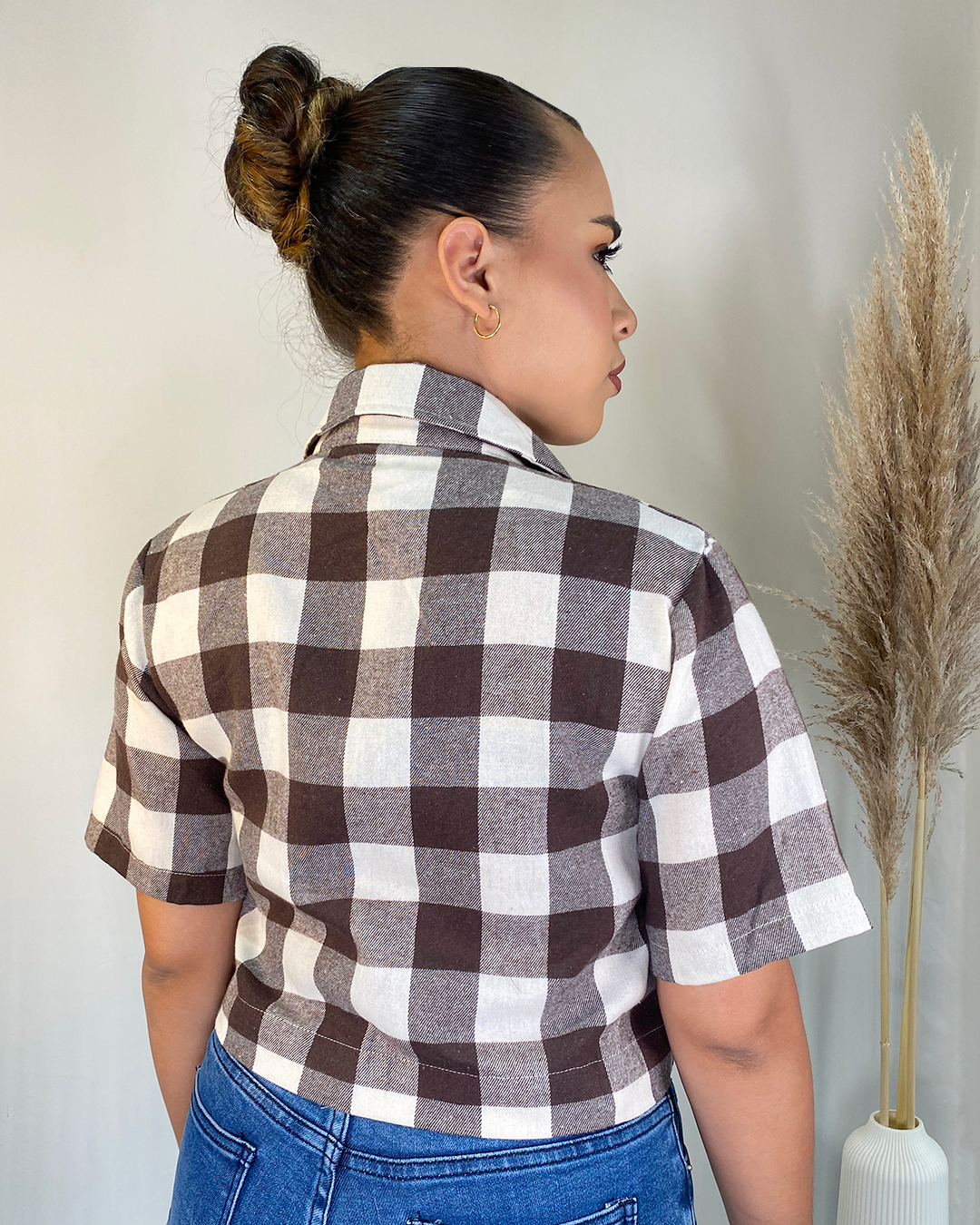 Camisa de cuadros corta