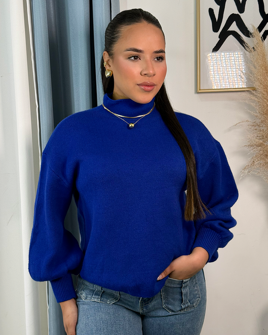 Sueter jersey tejido manga bombacha