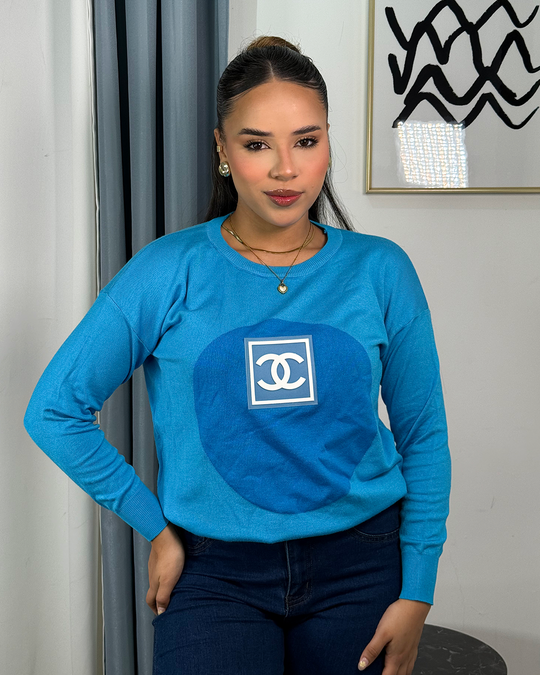 Sueter jersey holgado tejido