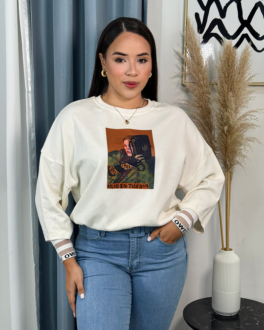 Sueter jersey con diseño de chica