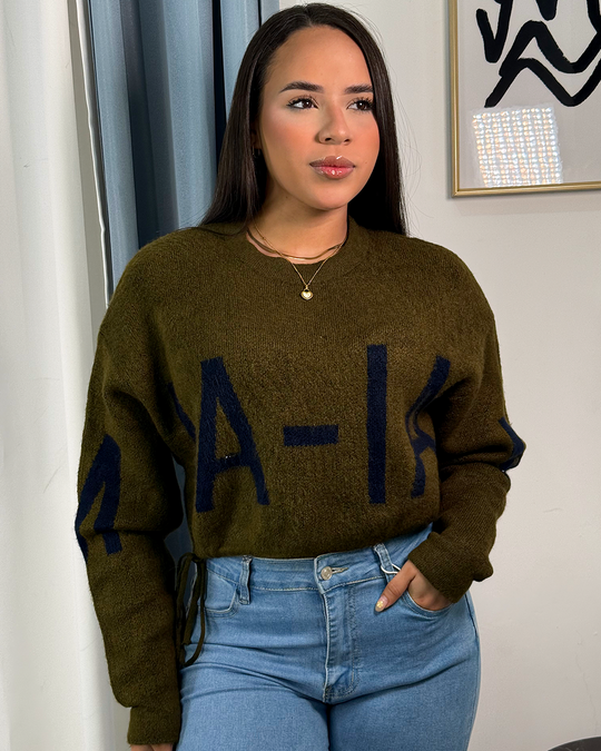 Sueter jersey holgado tejido