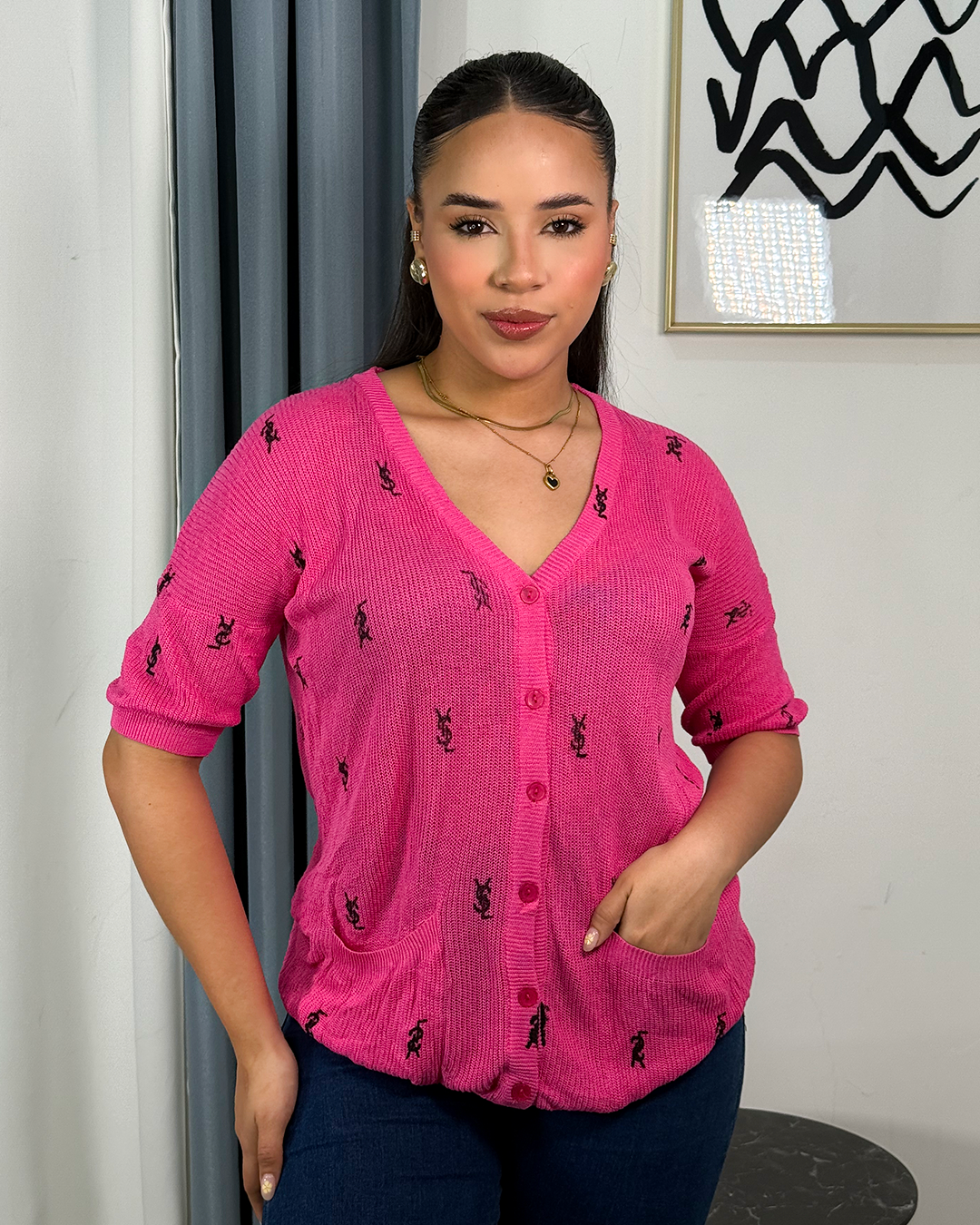 Sueter jersey tejido estampado