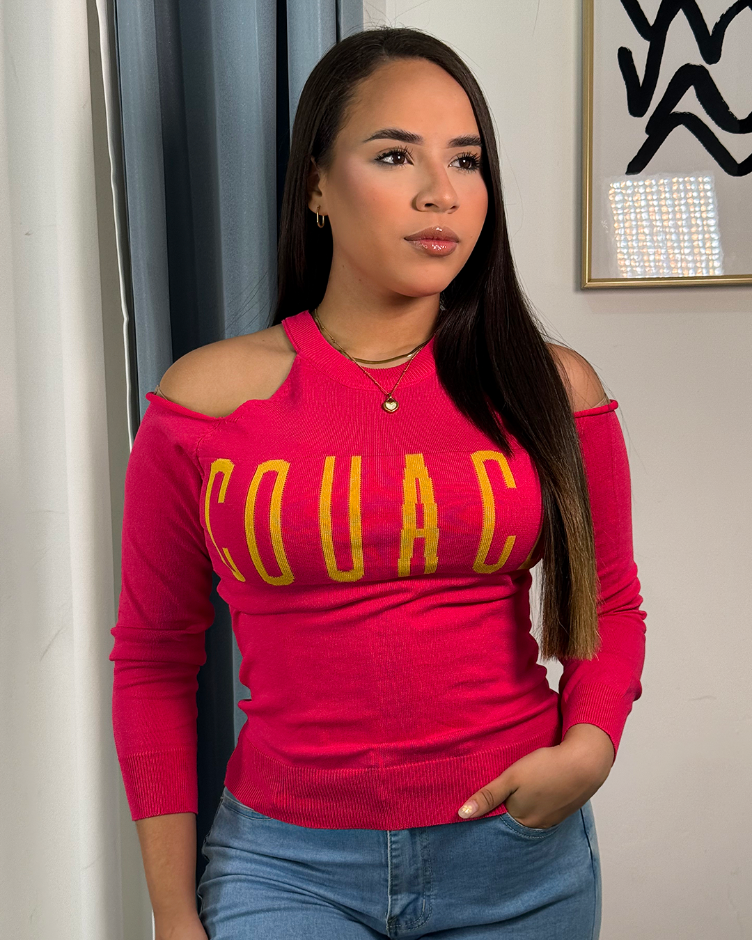 Sueter tejido hombros al aire