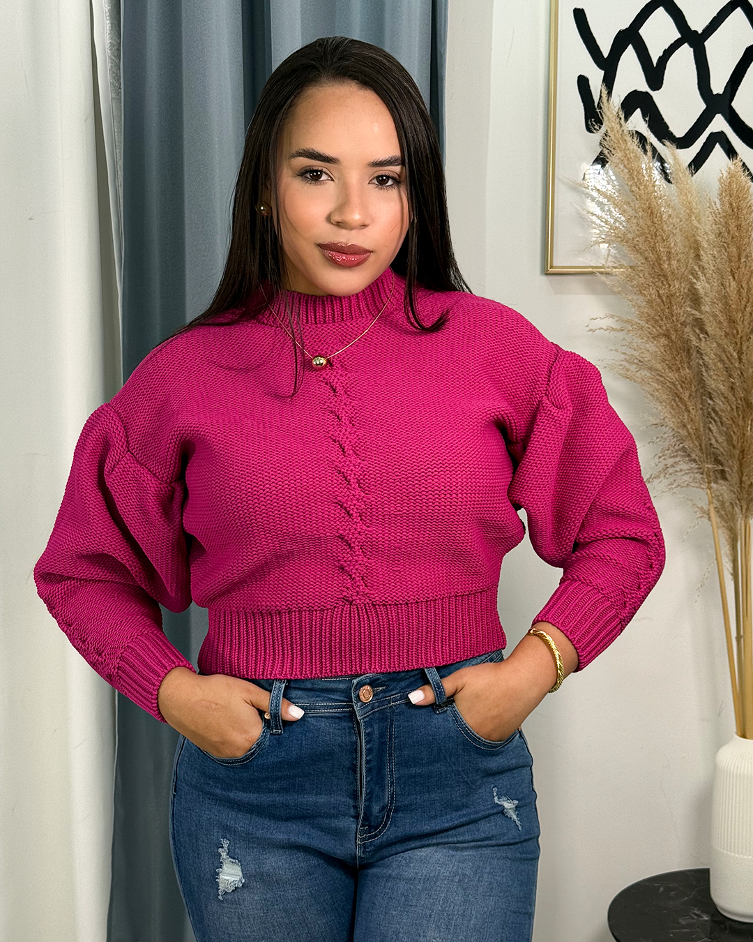 Sueter jersey manga bombacha