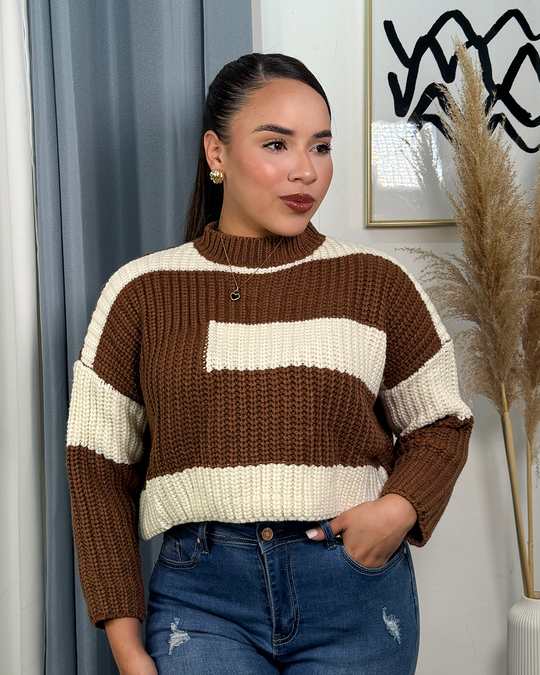 Sueter cuello alto tejido