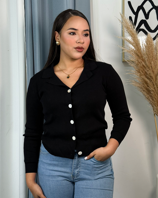 Sueter jersey con botones