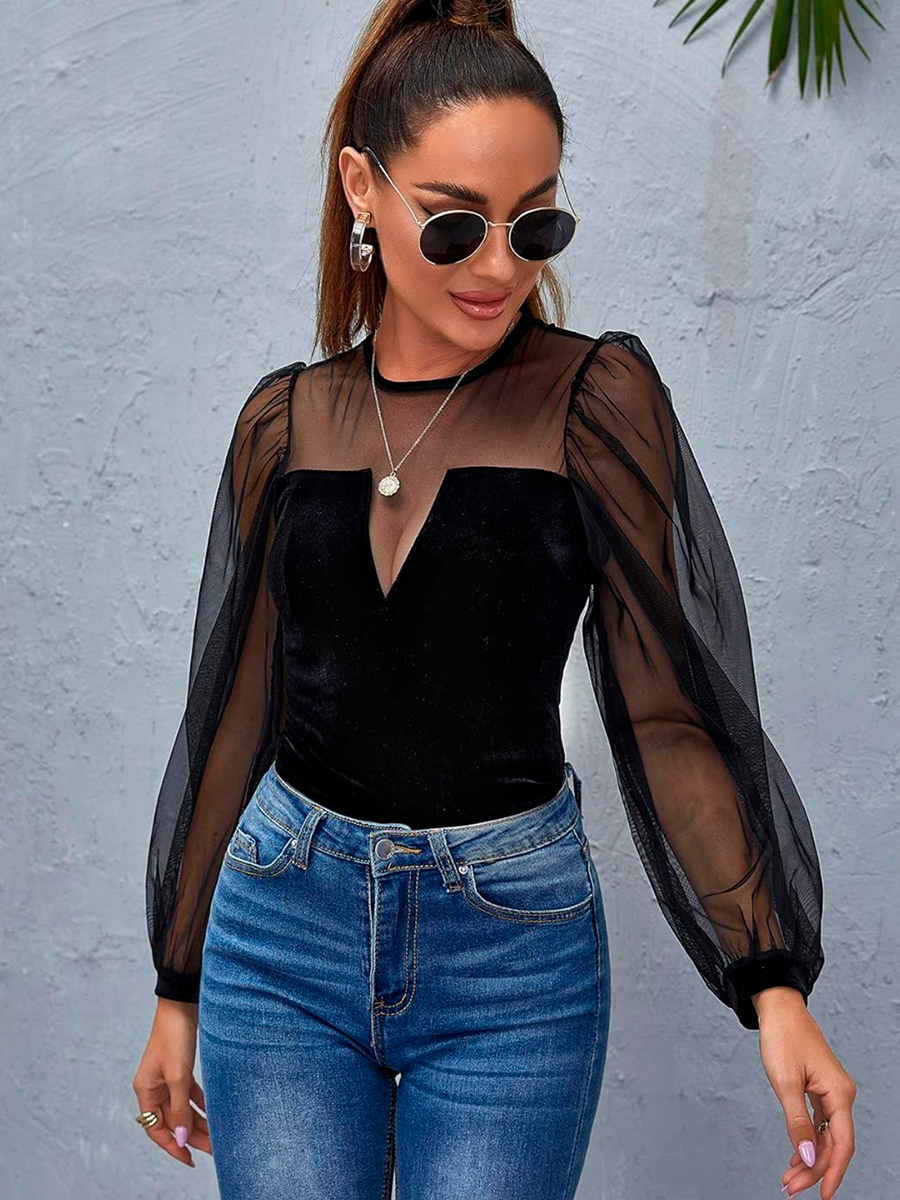 Blusa manga larga gamuzada con bombacha