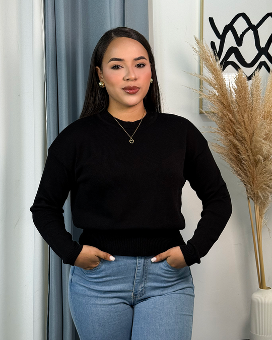 Sueter jersey tejido unicolor