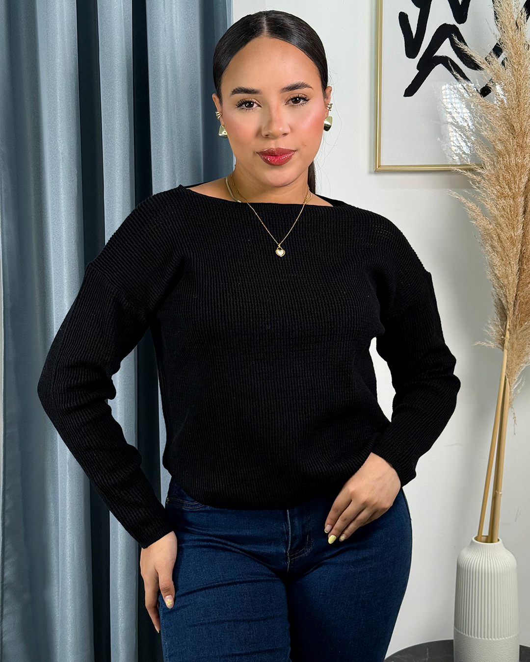 Sueter tejido ajustado unicolor