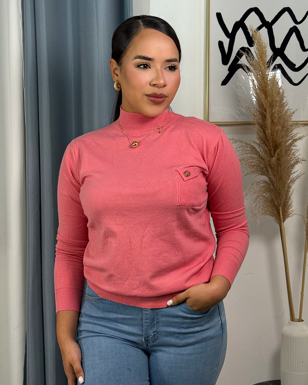 Sueter con tejido con bolsillo