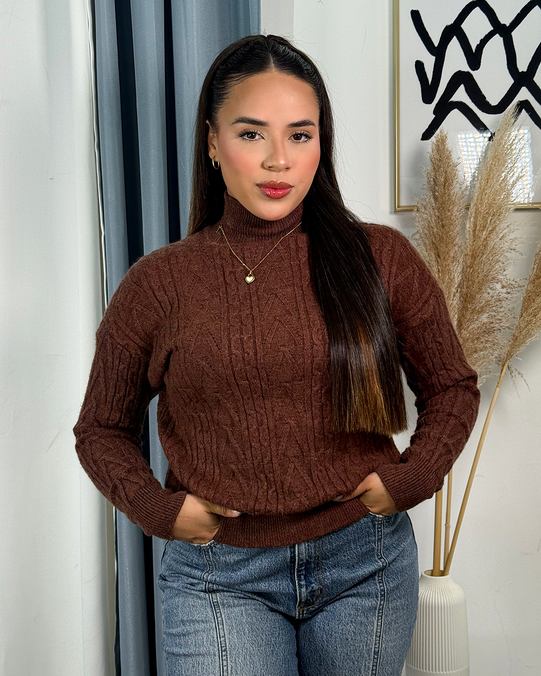 Sueter jersey holgado tejido con patron