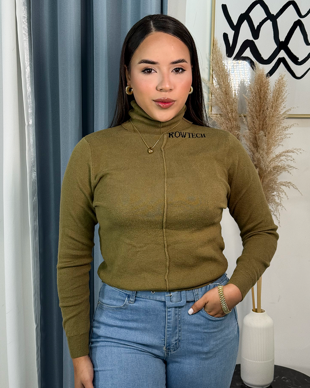 Sueter jersey cuello alto