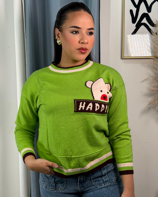 Sueter tejido con estampado