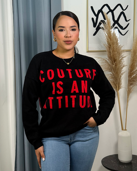 Sueter tejido con diseño estampado