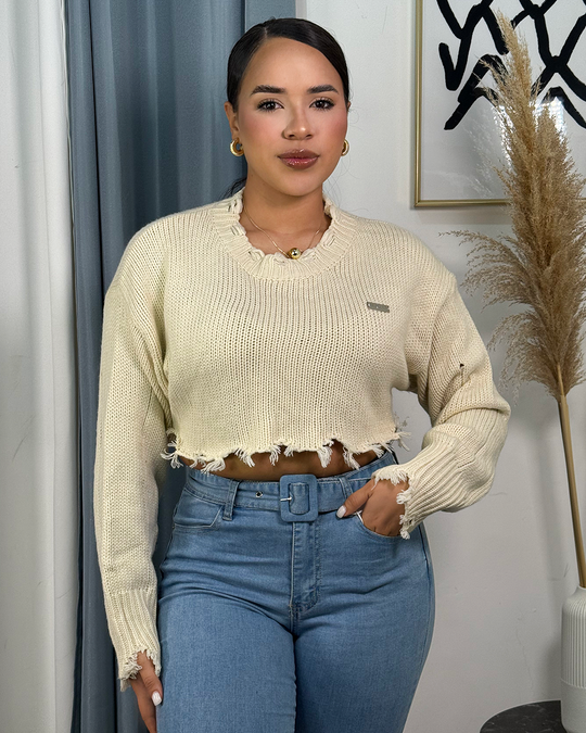 Sueter con tejido corto