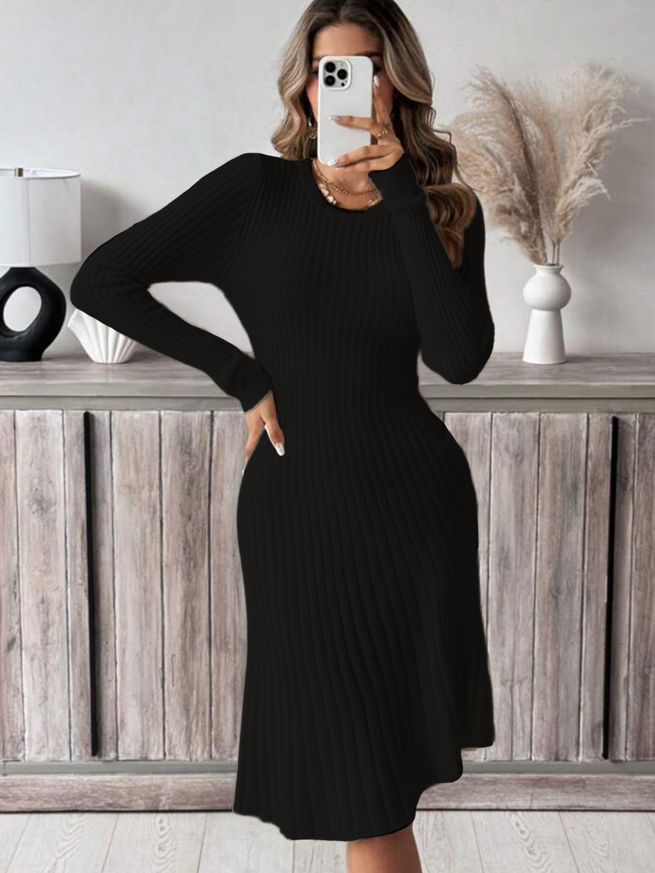 Vestido teijdo manga larga