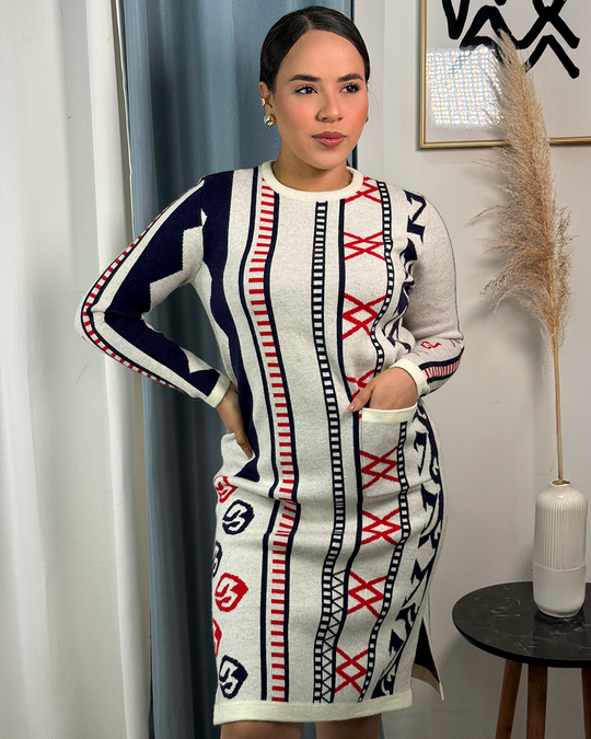 Vestido tejido estampado