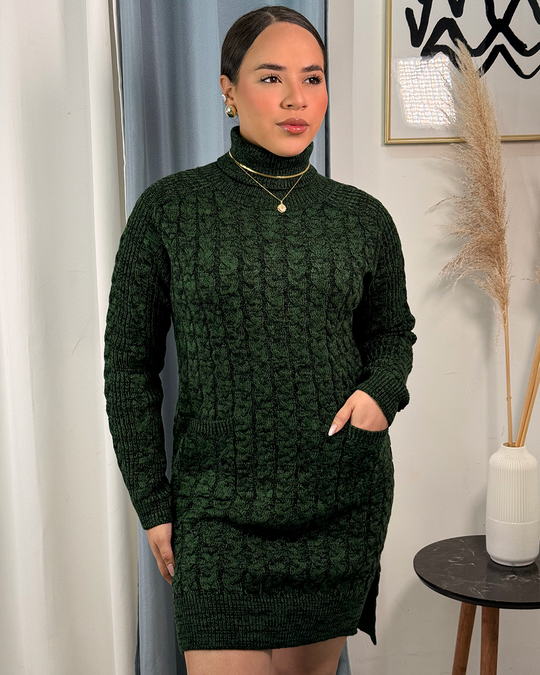 Vestido tejido cuello alto