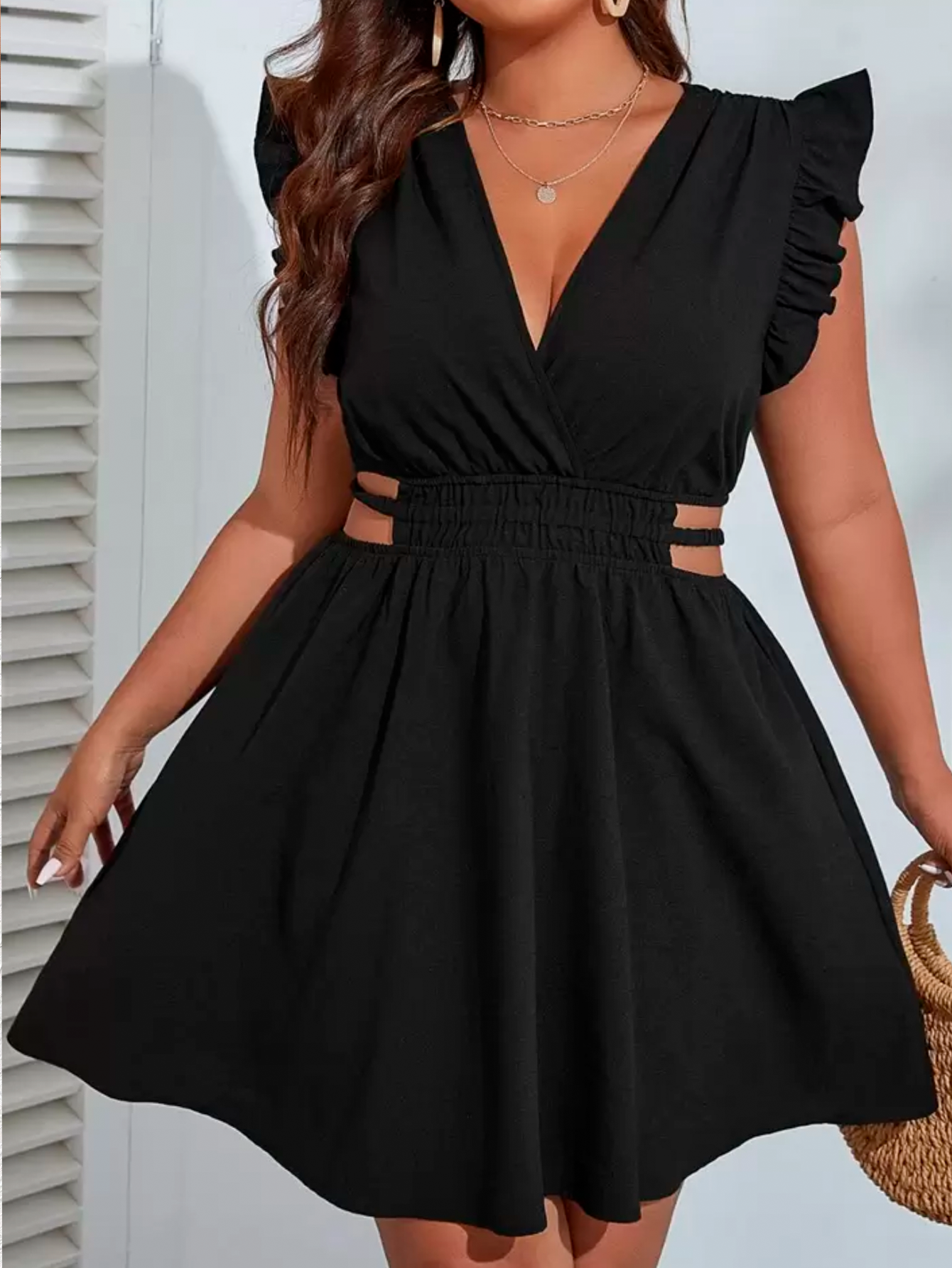 Vestido con fruncido unicolor