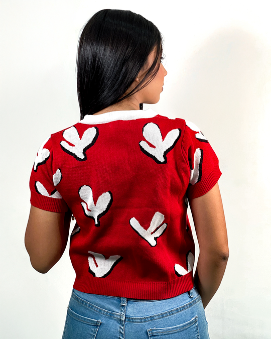 Blusa tejida con diseño de perlas