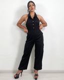 Enterizo elegante de botones y descote trasero - ArmasStyle