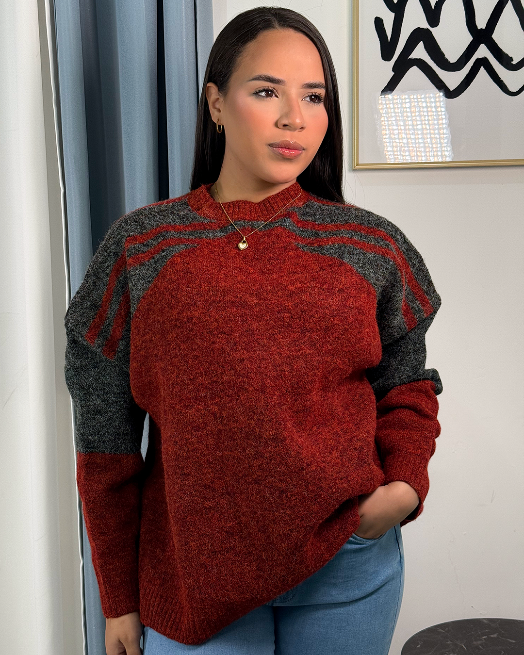 Sueter jersey tejido holgado