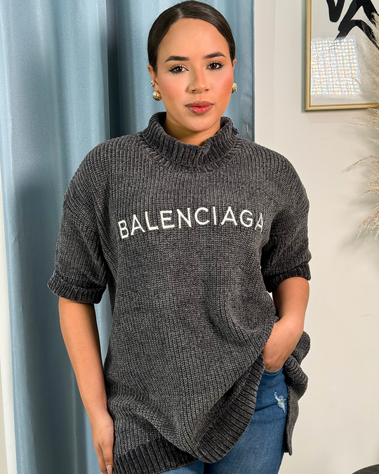 Sueter tejido manga corta largo