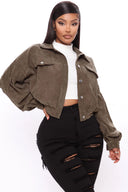 FASHION NOVA Chaqueta unicolor tela de pana
