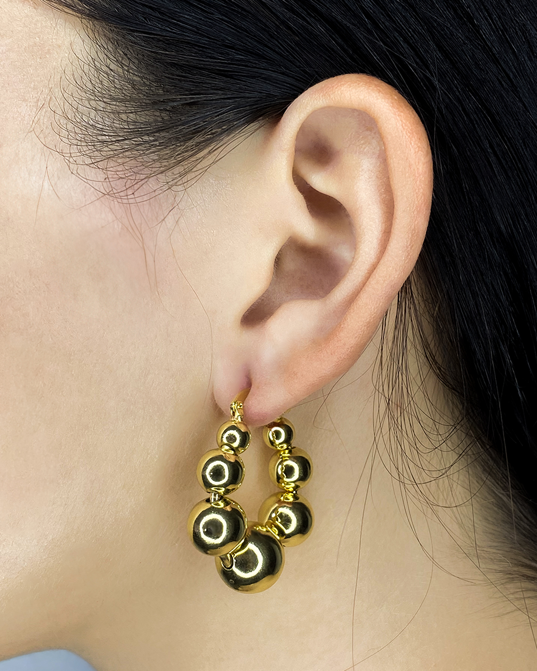 Argollas de balines enchapado en oro 18k acero inoxidable