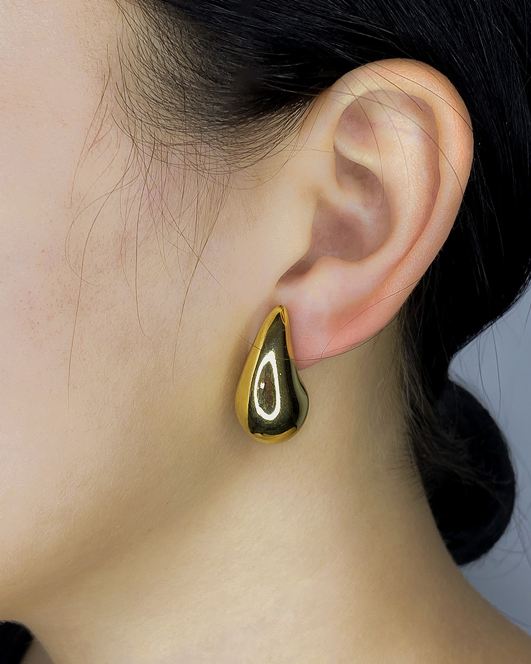 Pendientes de gota enchapados en oro 14k de acero inoxidable