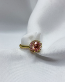 Anillo con piedra brillante rosa N 7 enchapado en oro 18k acero inoxidable
