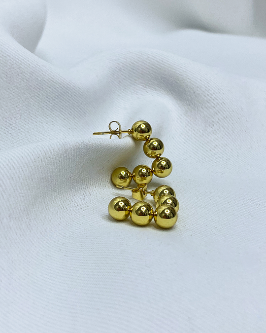Pendientes de balines pequeños enchapado en oro 18k acero inoxidable
