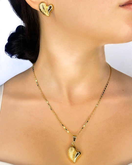 Set de collar y pendientes incluye caja con rosas enchapado en oro 18k acero inoxidable