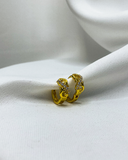 Aretes con diseño de infinito con detalles brillantes enchapado en oro 18k acero inoxidable